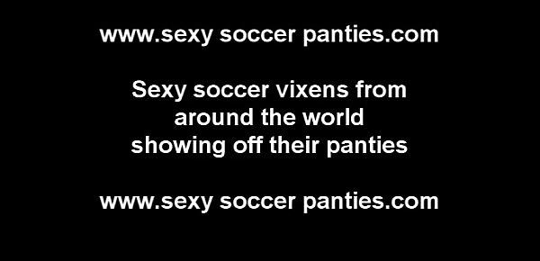  Sporty soccer girl teasing in nothing but panties